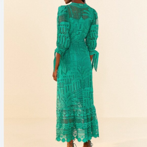 FARM Rio Green Morada Boa Guipure Lace Maxi Dress - Picture 3 of 16